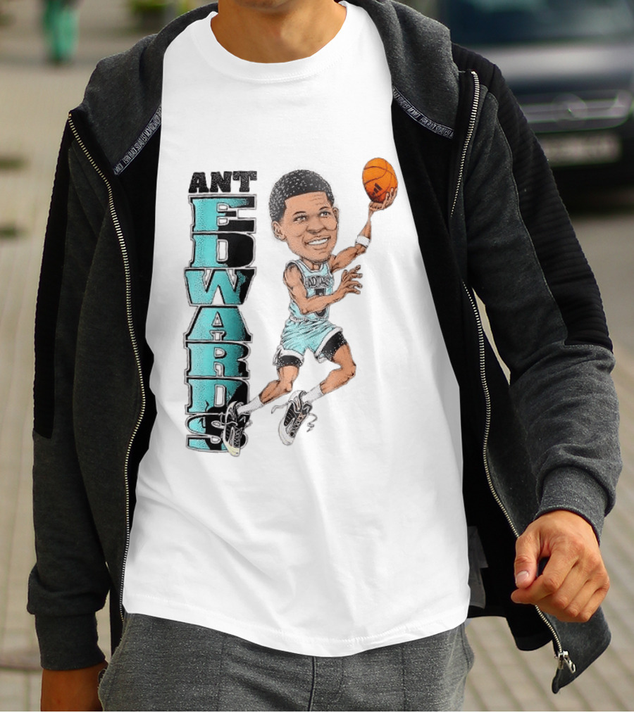 Anthony Edwards Cartoon Dunk Ant Edwards Basketball T-Shirt