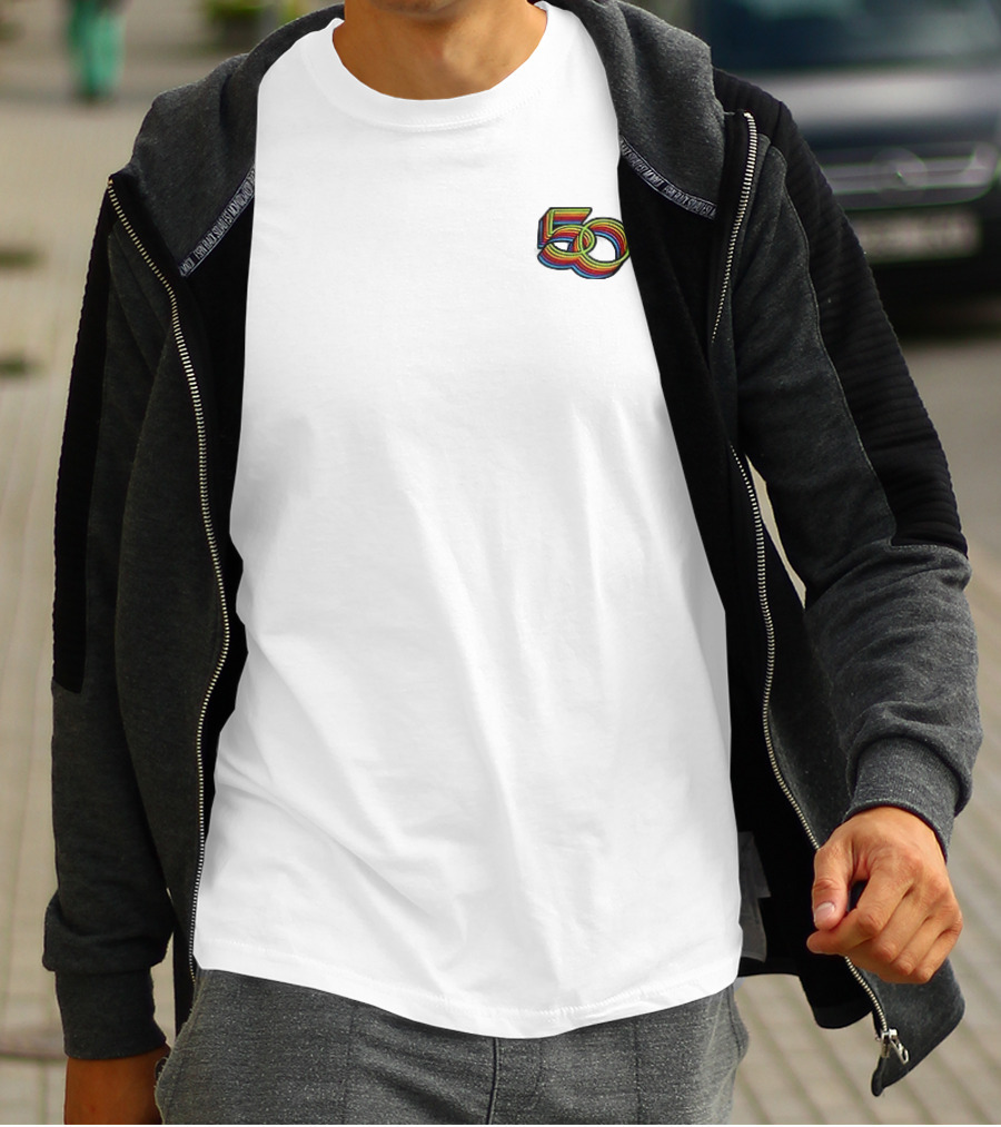 Apple 50 Years Thinking Different Rainbow Logo Celebration T-Shirt