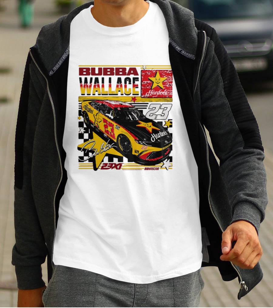 Bubba Wallace 23XI Racing Hardee's Car Number 23 Racing Team T-Shirt