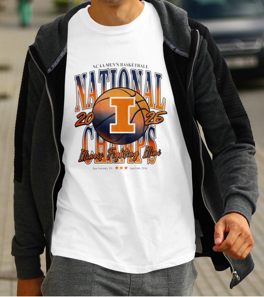 NCAA Men's Basketball National Champs 2026 Illinois Fighting Illini San Antonio April 6 T-Shirt