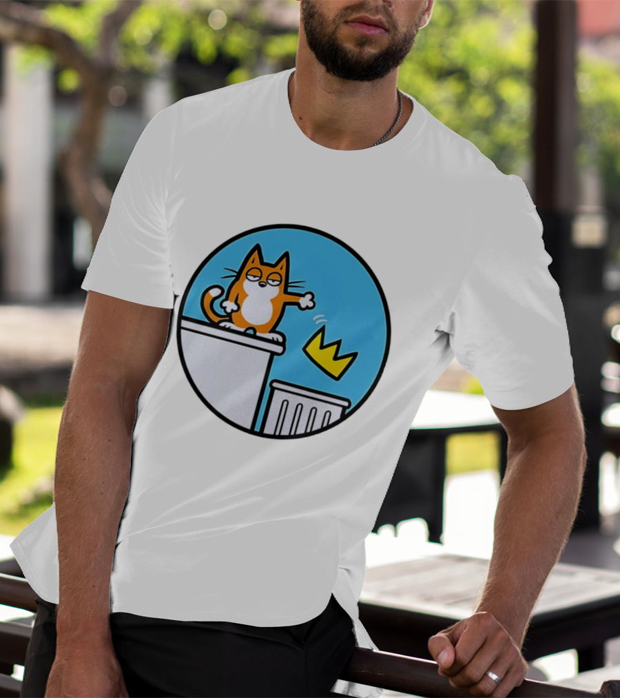 Orange Cat Discarding Crown No King Mark Parisi T-Shirt