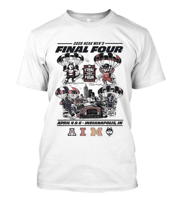 NCAA Men's Basketball Final Four 2026 Wildcats Fighting Illini Wolverines Parachute Team Logos T-Shirt