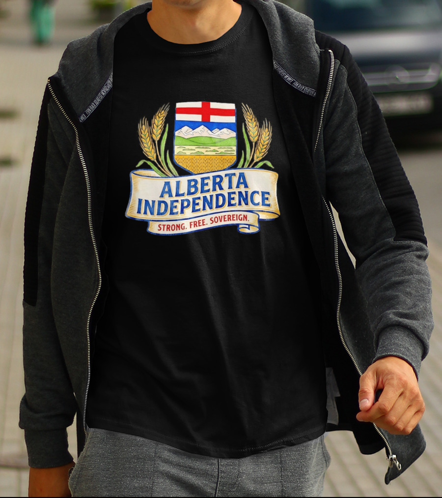 Alberta Independence Emblem Strong Free Sovereign Crest T-Shirt