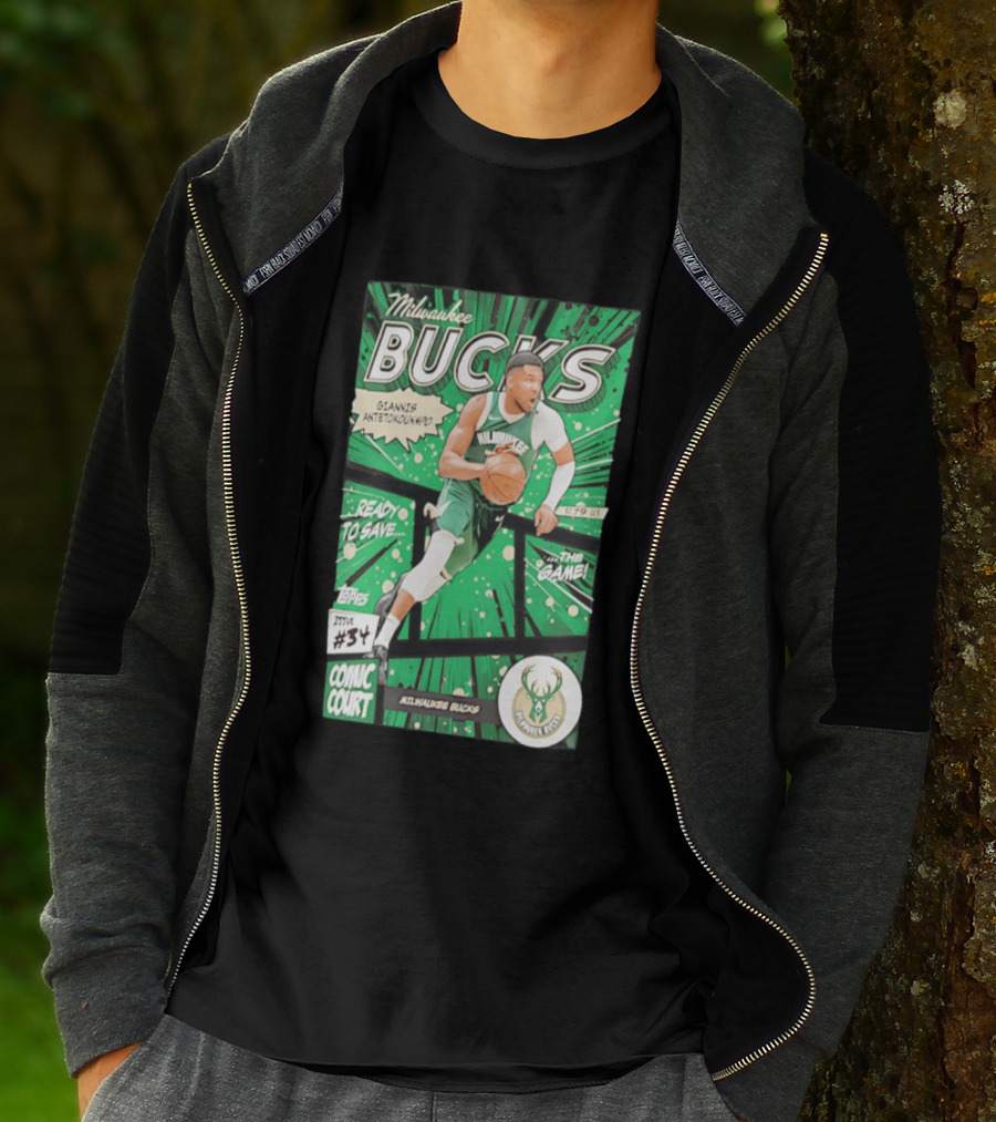 Milwaukee Bucks Giannis Antetokounmpo Comic Court Issue #34 T-Shirt