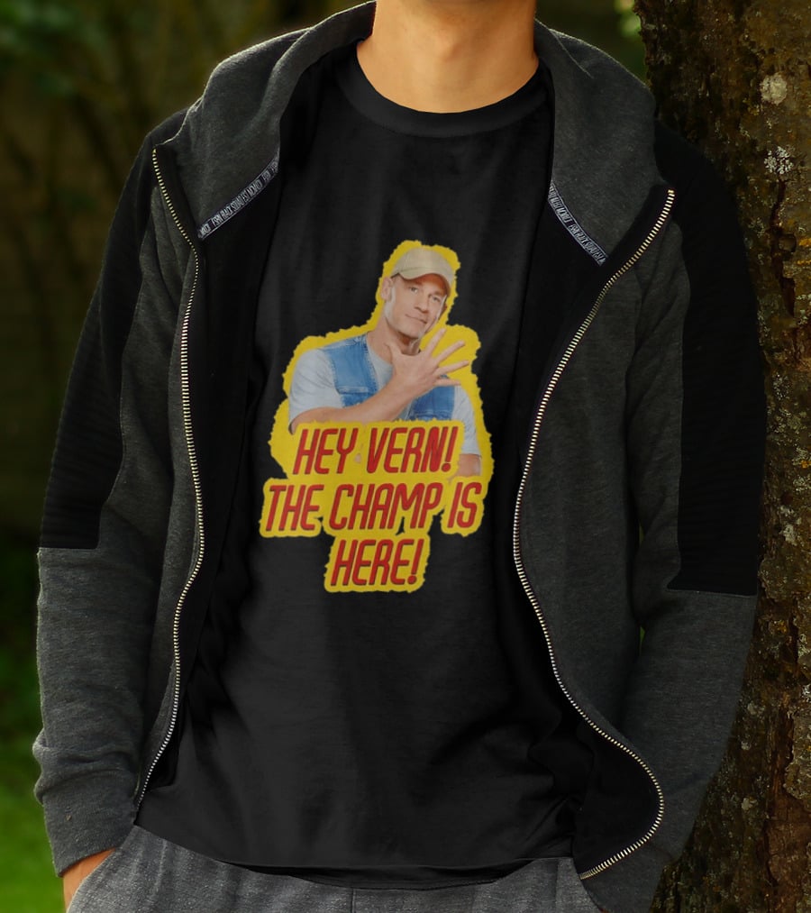 John Cena Hey Vern The Champ Is Here Hand Gesture Yellow Highlight T-Shirt