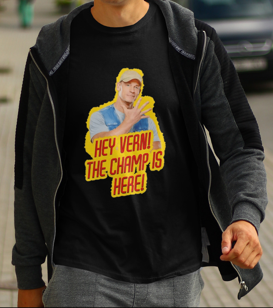 John Cena Hey Vern The Champ Is Here Hand Gesture Yellow Highlight T-Shirt