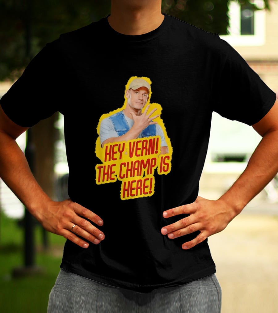 John Cena Hey Vern The Champ Is Here Hand Gesture Yellow Highlight T-Shirt