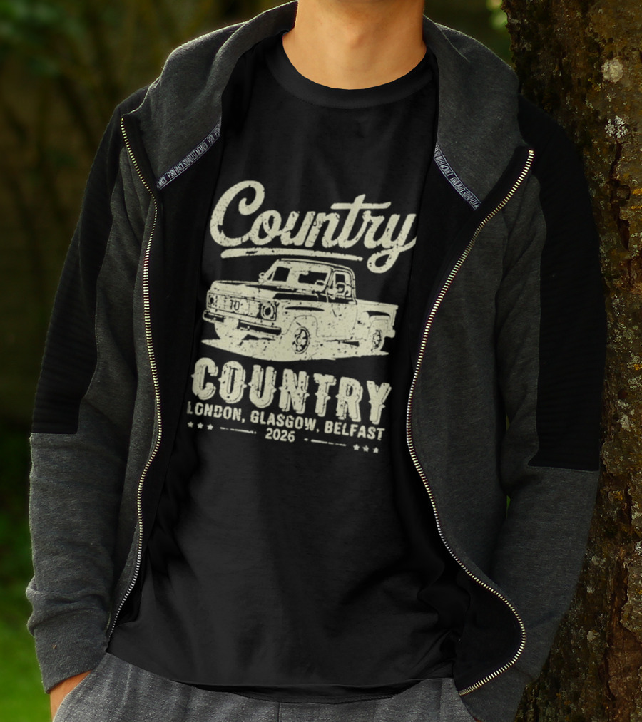 Country Pickup 2023 London Glasgow Belfast Retro Truck T-Shirt