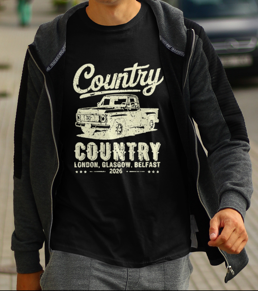 Country Pickup 2023 London Glasgow Belfast Retro Truck T-Shirt