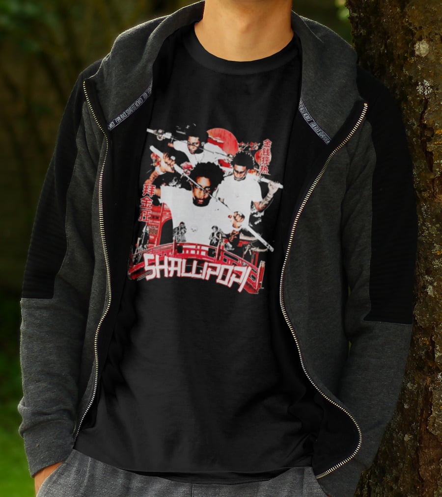 Shallipopi Samurai Warrior Red Bridge T-Shirt