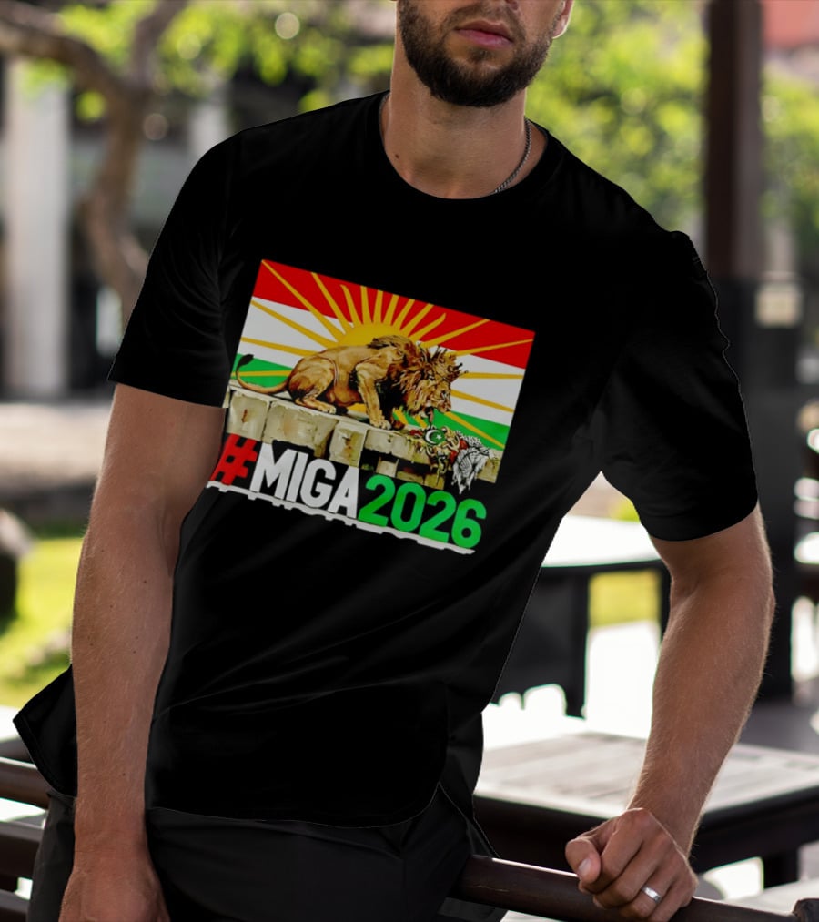 #MIGA 2026 Lion With Kurdistan Flag And Sun T-Shirt