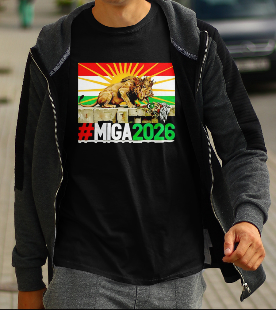 #MIGA 2026 Lion With Kurdistan Flag And Sun T-Shirt