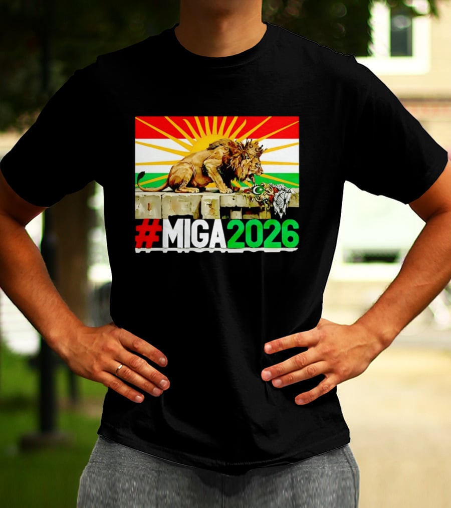#MIGA 2026 Lion With Kurdistan Flag And Sun T-Shirt