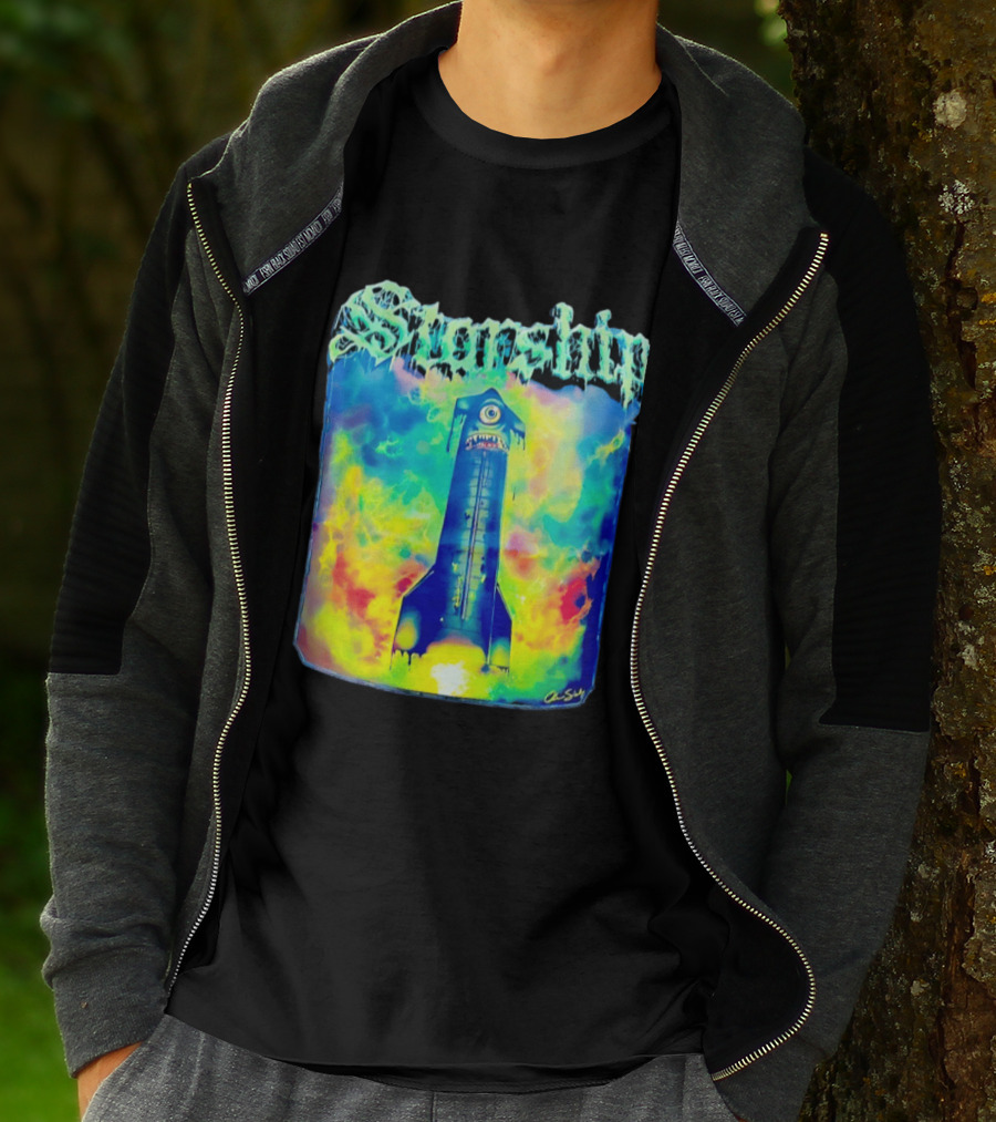 Starship Colorful Cyclops Monster Rocket Explosion T-Shirt