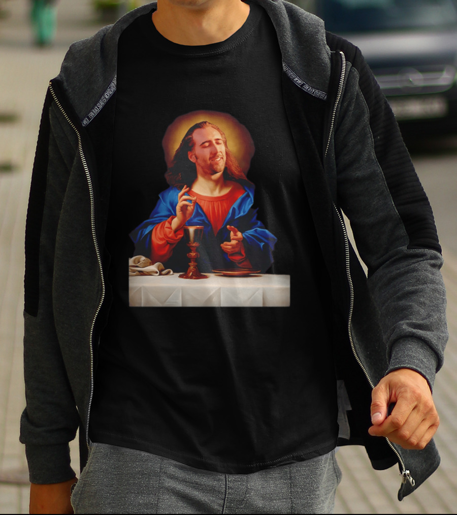 Nic Cage Jesus Iconic Meme Mashup T-Shirt