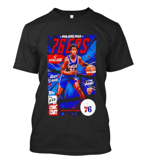 Philadelphia 76ers VJ Edgecombe Comic Court Ready To Save The Game T-Shirt