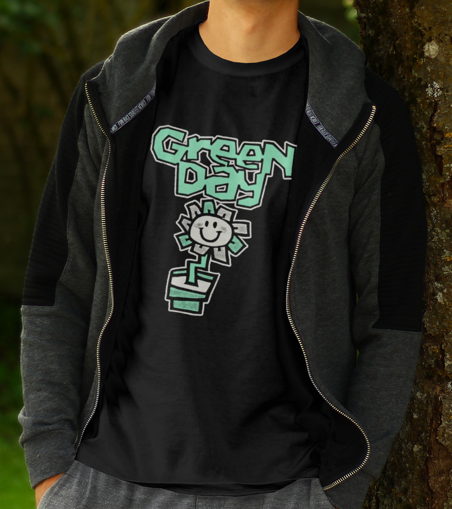 Green Day Flower Happy Smiling Potted Bloom T-Shirt