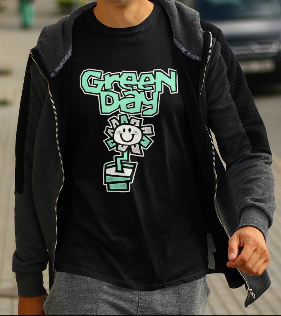 Green Day Flower Happy Smiling Potted Bloom T-Shirt