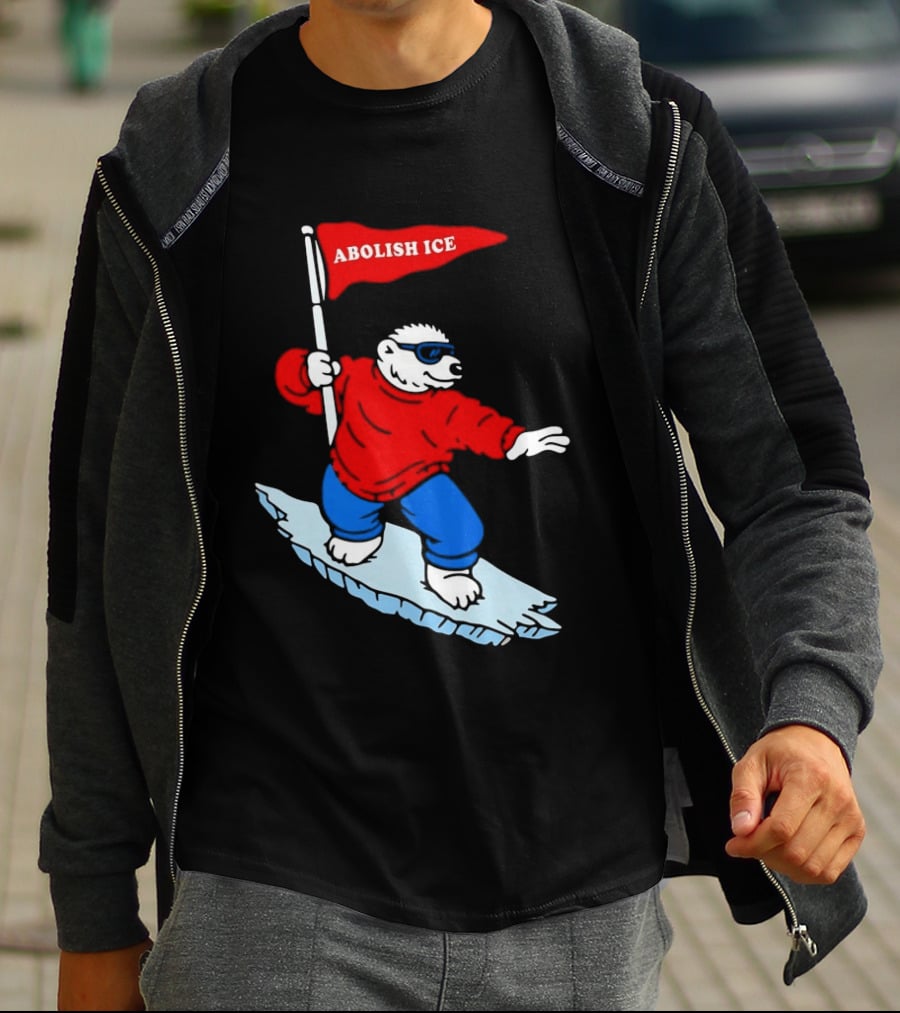 Polar Bear Surfing With Abolish ICE Flag T-Shirt