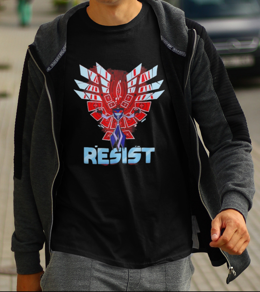 Hazbin Hotel Vox Resist Character Wings Red Blue T-Shirt