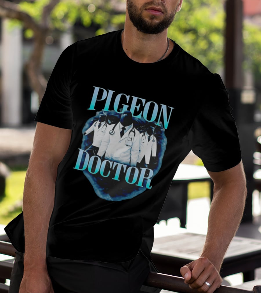 Pigeon Doctor Medical Humor Surreal Stethoscope T-Shirt
