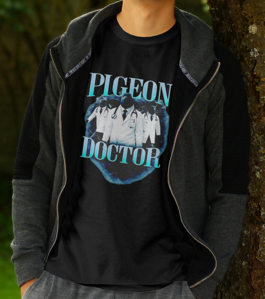 Pigeon Doctor Medical Humor Surreal Stethoscope T-Shirt