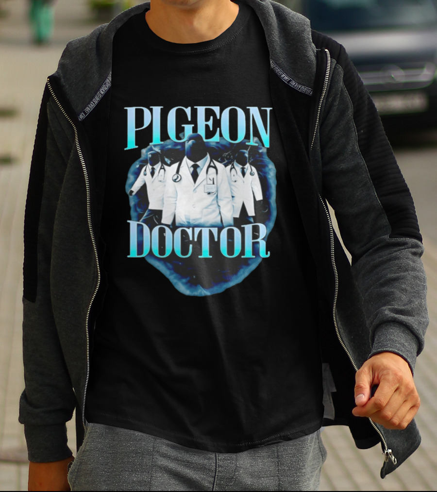 Pigeon Doctor Medical Humor Surreal Stethoscope T-Shirt