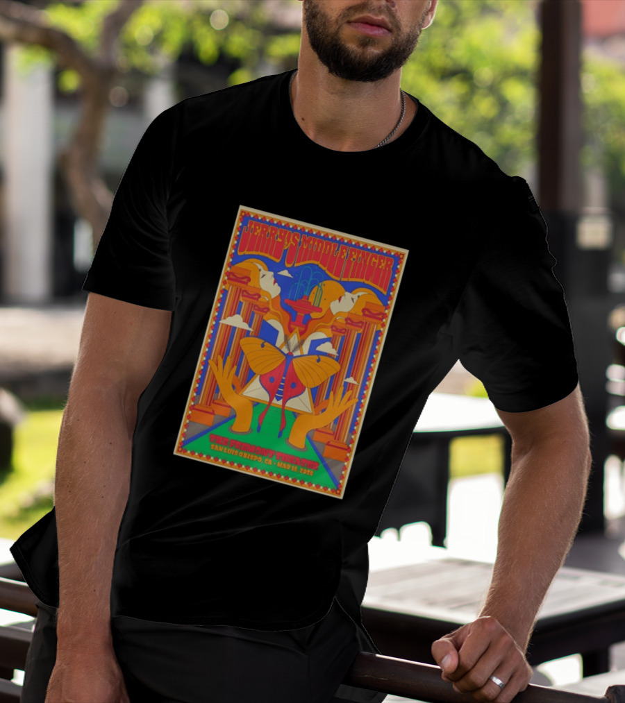 Jerry's Middle Finger The Fremont Theater San Luis Obispo CA May 15 2026 Psychedelic With Column And Faces T-Shirt