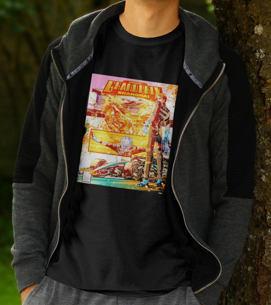 Chinese Grand Prix Shanghai Anime Style With Race Car And Driver T-Shirt