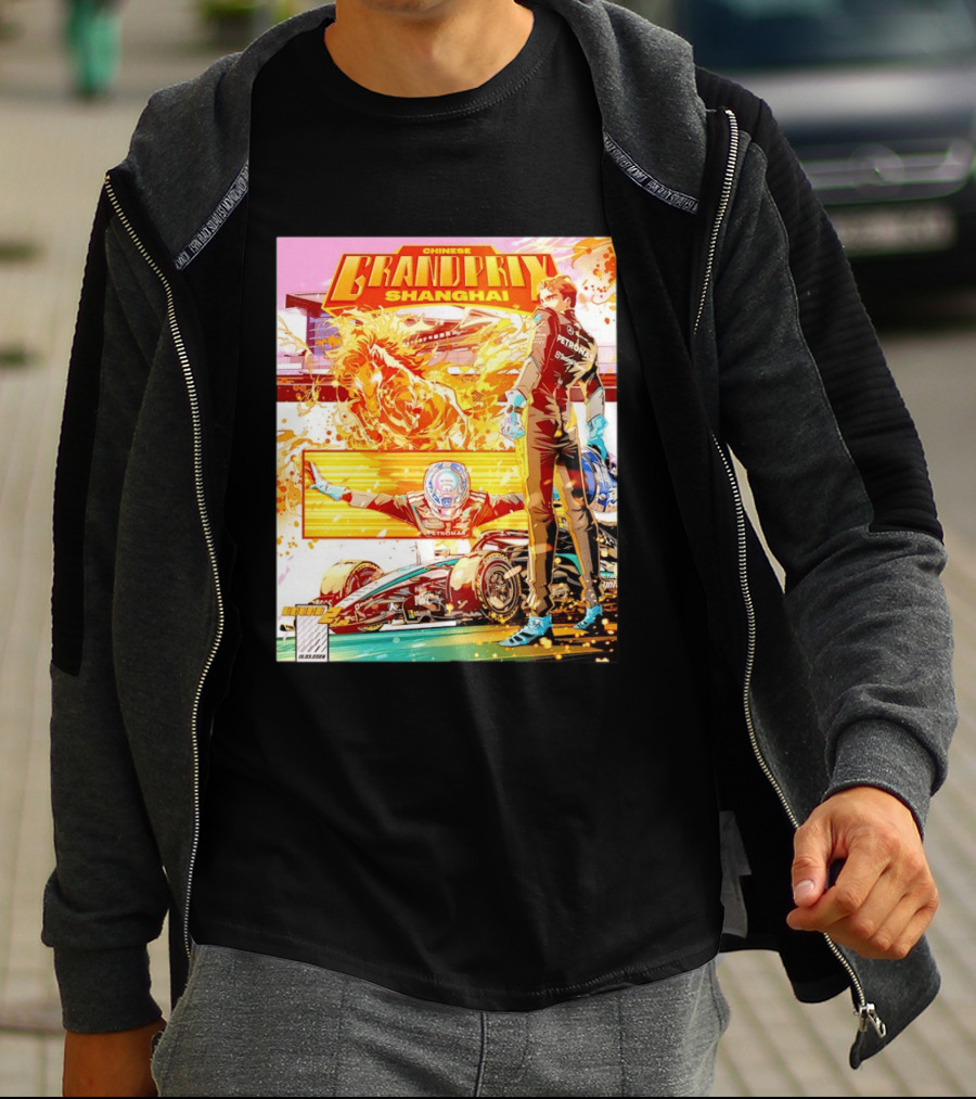 Chinese Grand Prix Shanghai Anime Style With Race Car And Driver T-Shirt