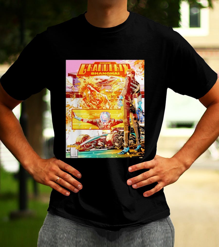 Chinese Grand Prix Shanghai Anime Style With Race Car And Driver T-Shirt