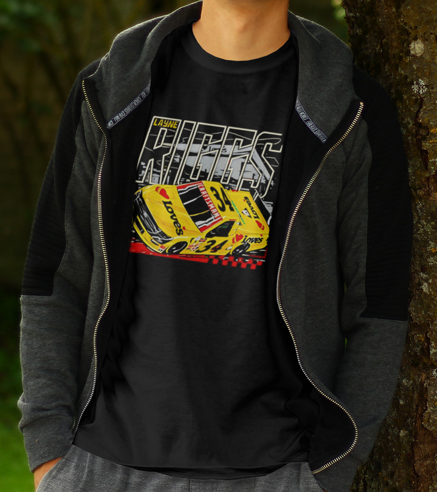 Layne Riggs Loves Truck Racing With Vibrant Yellow Car T-Shirt