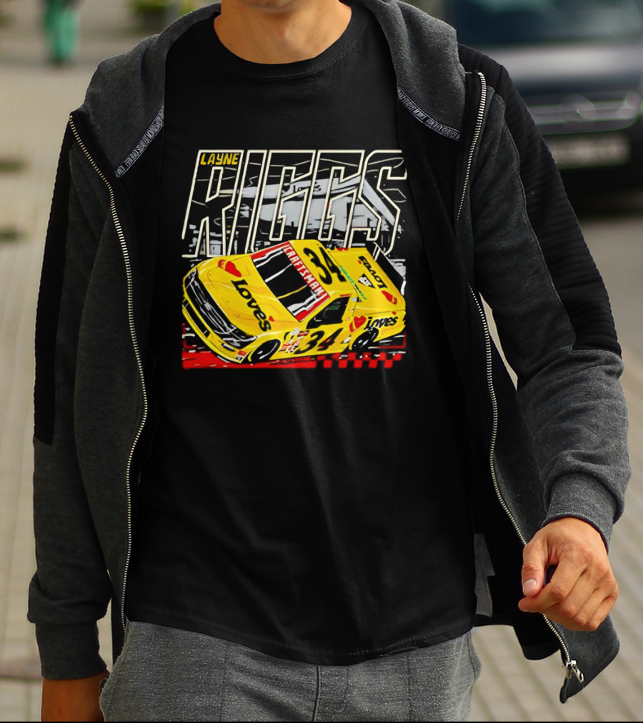 Layne Riggs Loves Truck Racing With Vibrant Yellow Car T-Shirt