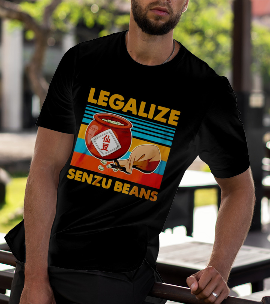 Legalize Senzu Beans Dragon Ball Kagome Jar Vintage Stripes T-Shirt