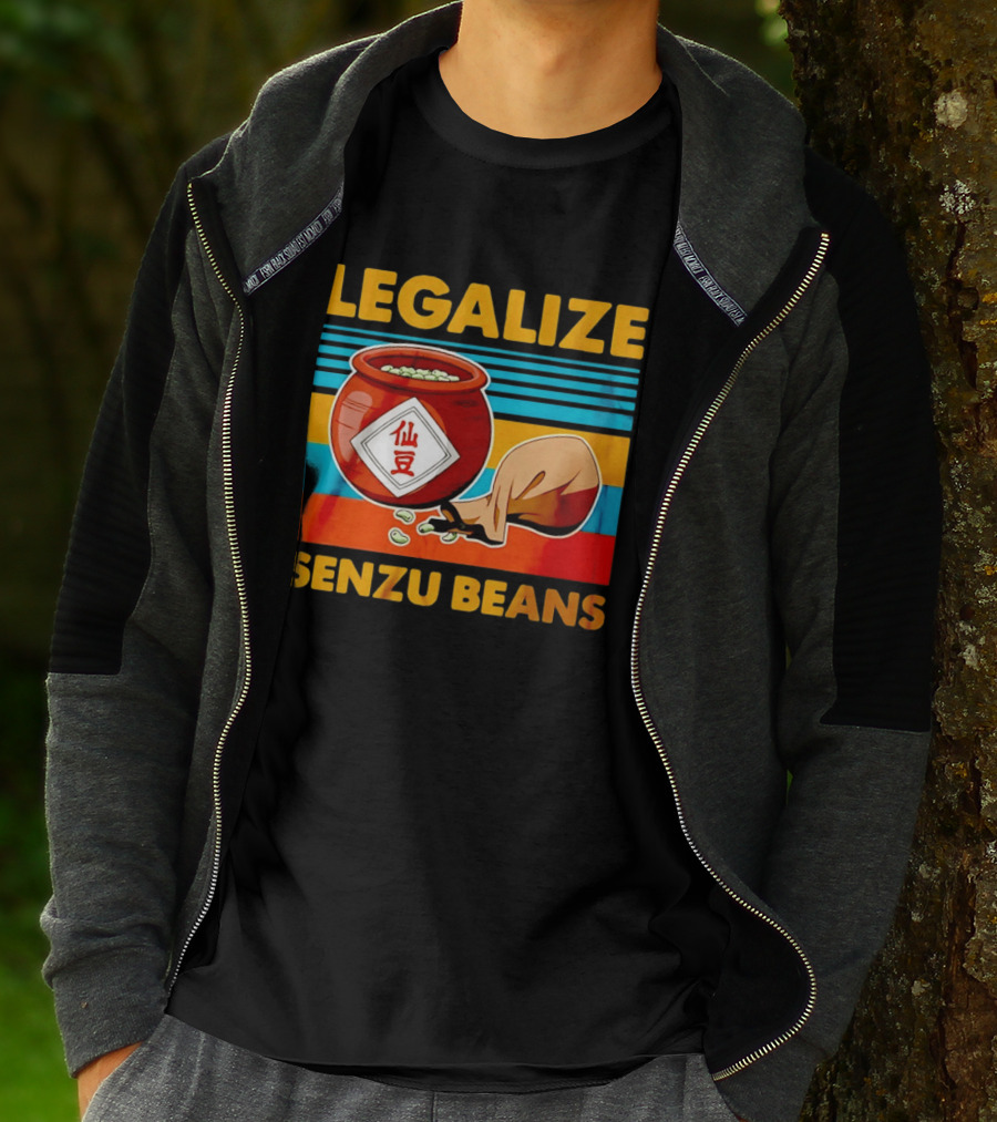 Legalize Senzu Beans Dragon Ball Kagome Jar Vintage Stripes T-Shirt