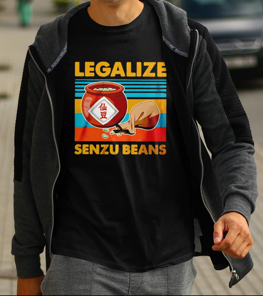 Legalize Senzu Beans Dragon Ball Kagome Jar Vintage Stripes T-Shirt