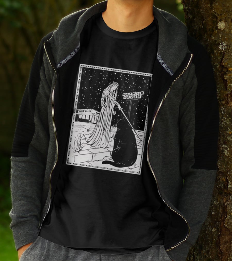 Medieval Cat Tarot Waffle House The Hermit T-Shirt
