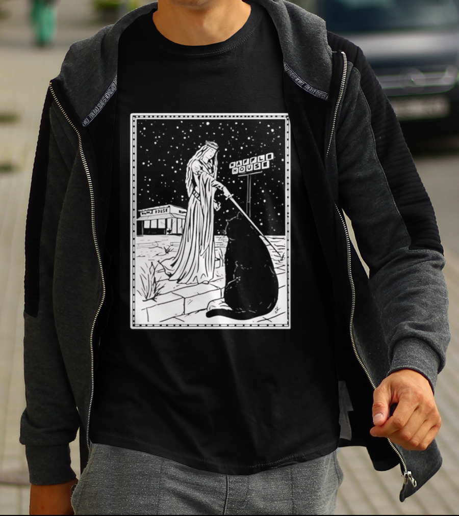 Medieval Cat Tarot Waffle House The Hermit T-Shirt