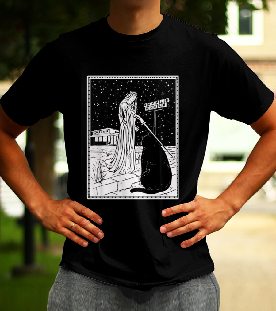Medieval Cat Tarot Waffle House The Hermit T-Shirt
