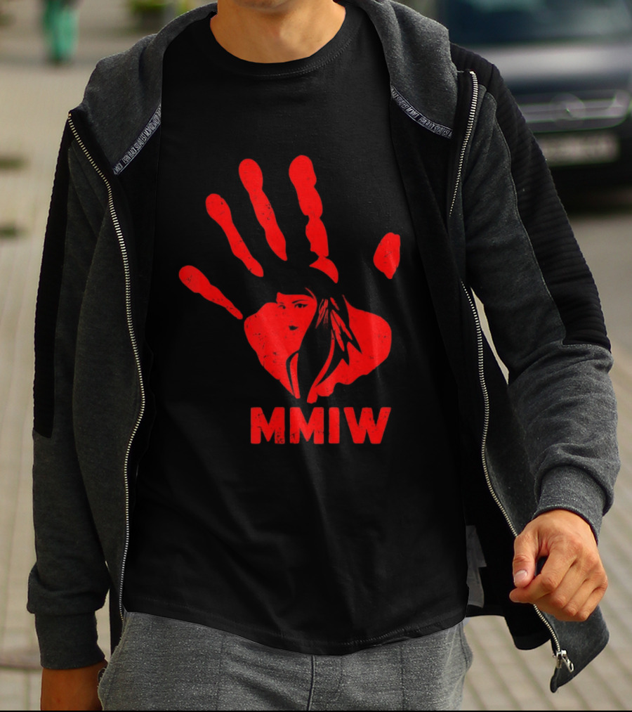 MMIW Red Handprint Symbol For Missing Murdered Indigenous Women Awareness T-Shirt