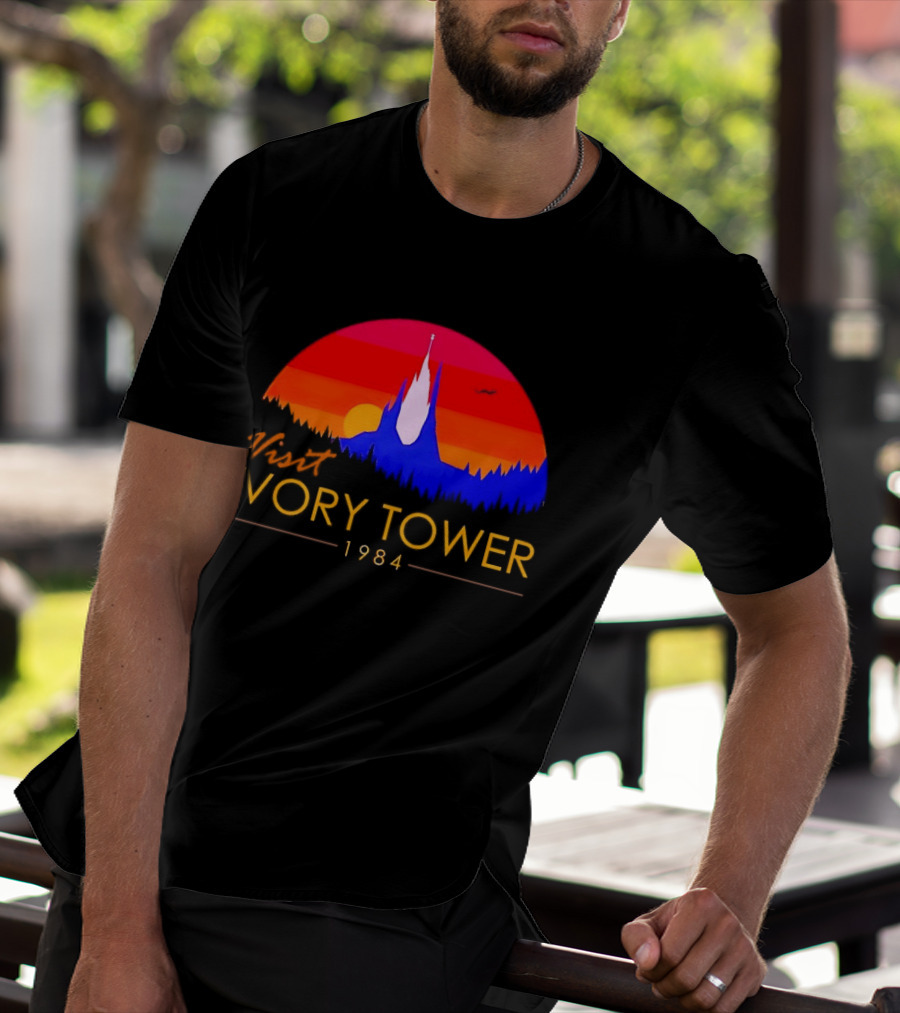 Visit Ivory Tower 1984 Sunset Silhouette The Neverending Story T-Shirt