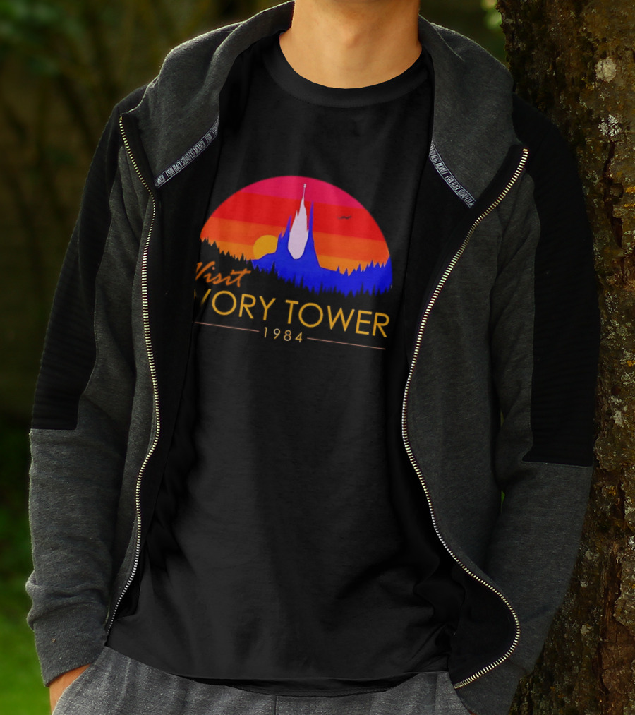 Visit Ivory Tower 1984 Sunset Silhouette The Neverending Story T-Shirt