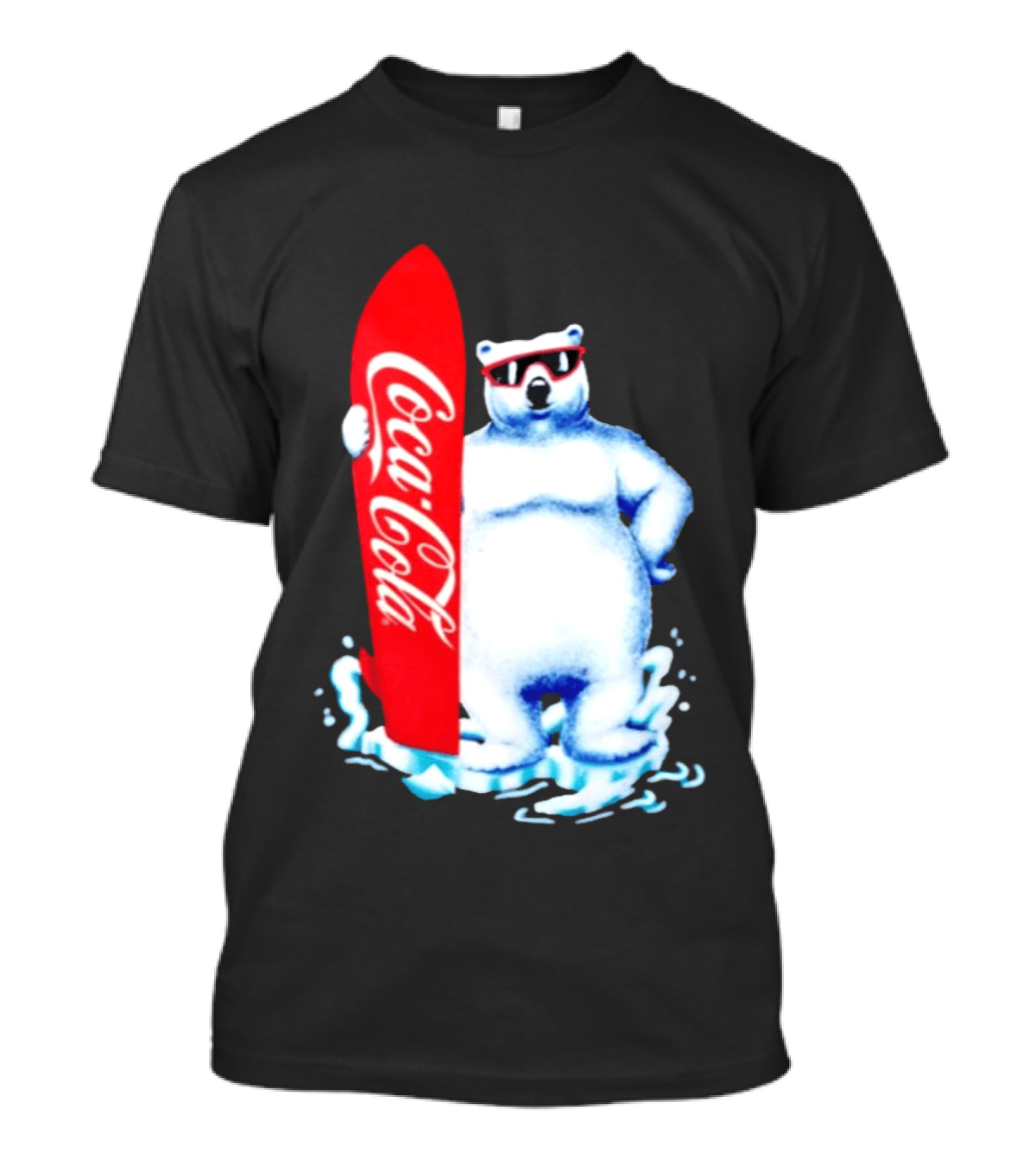 1995 Coca Cola Polar Bear Surfboard Sunglasses T-Shirt