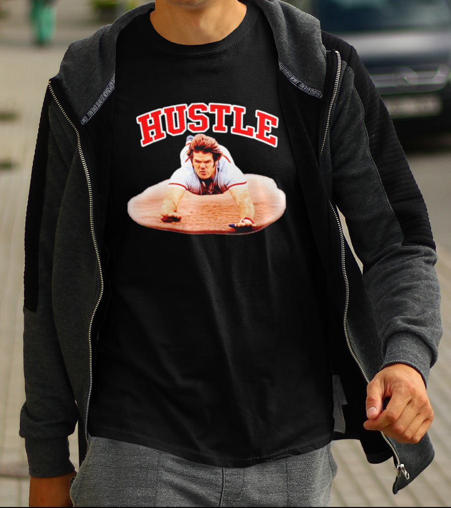 Hustle Baseball Player Diving Slide Action Image T-Shirt