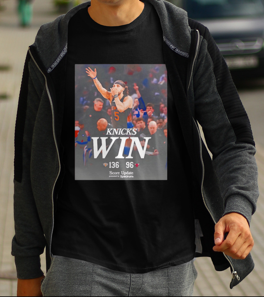 Knicks Win Jalen Brunson Celebration 136 96 Over Chicago Bulls T-Shirt