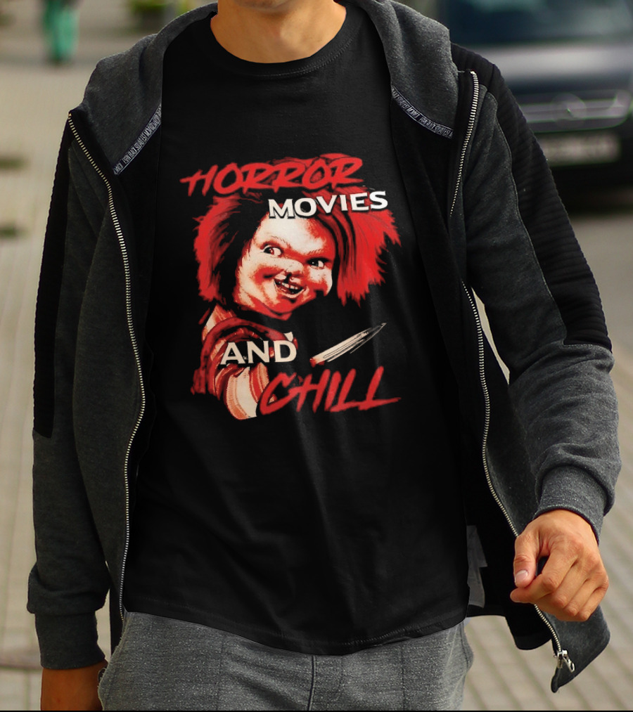 Chucky Horror Movies And Chill Knife Wielding Doll T-Shirt