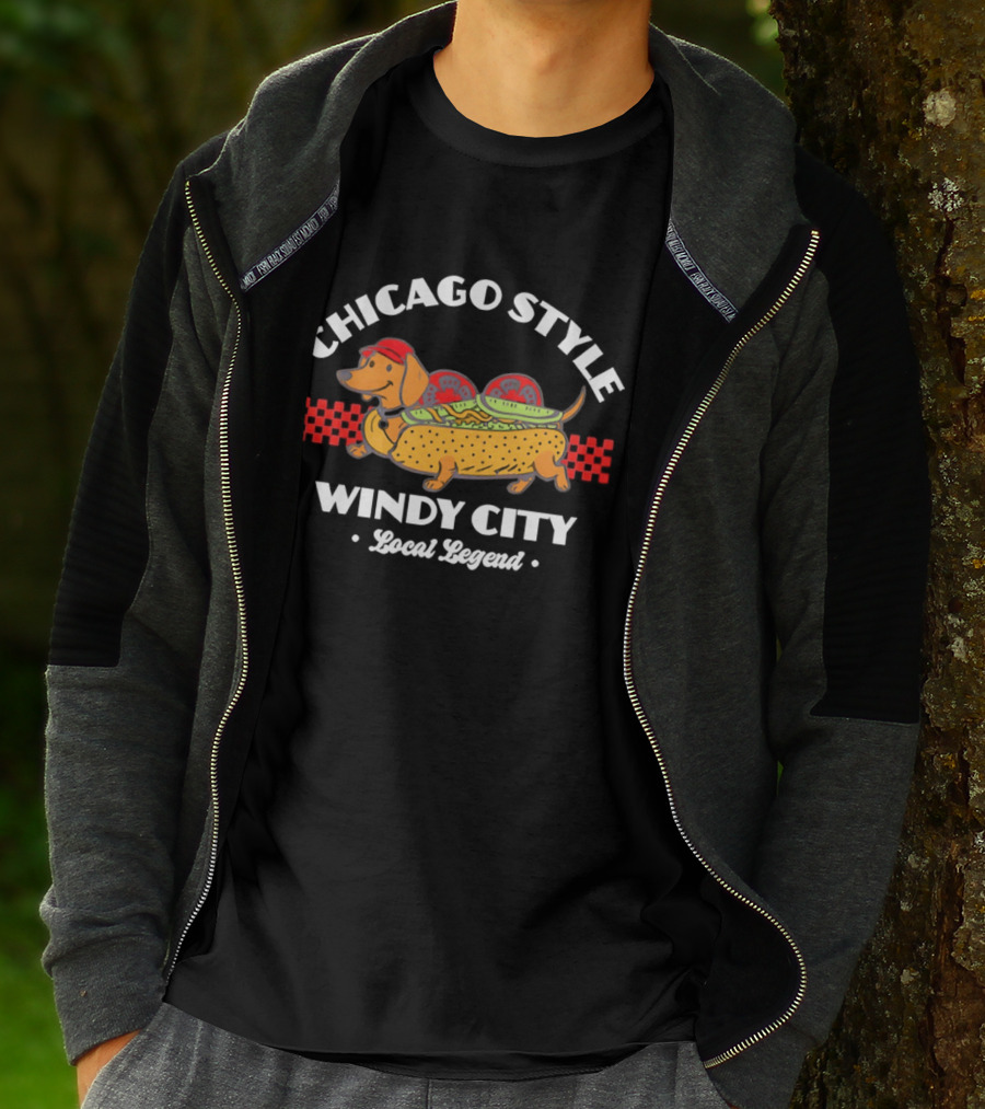 Chicago Style Hot Dog Dachshund Windy City Local Legend T-Shirt