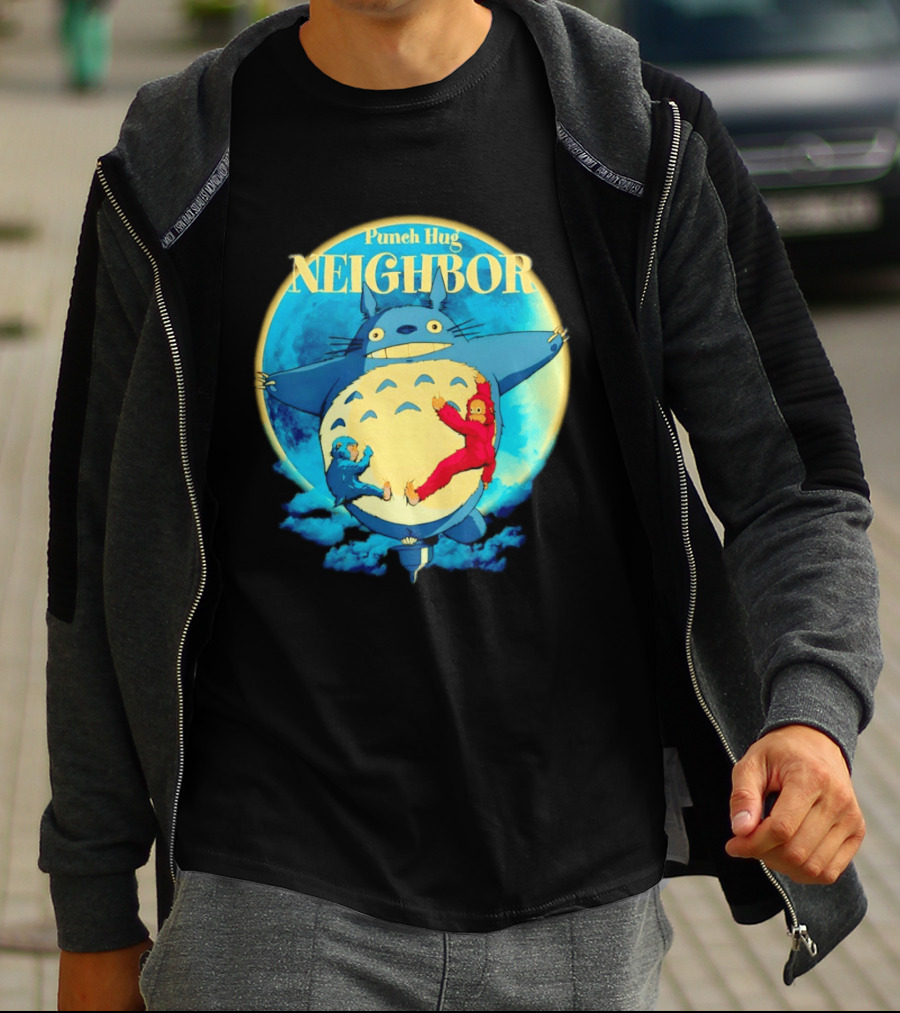 Punch Hug Neighbor Totoro Embrace With Two Punch Monkey T-Shirt