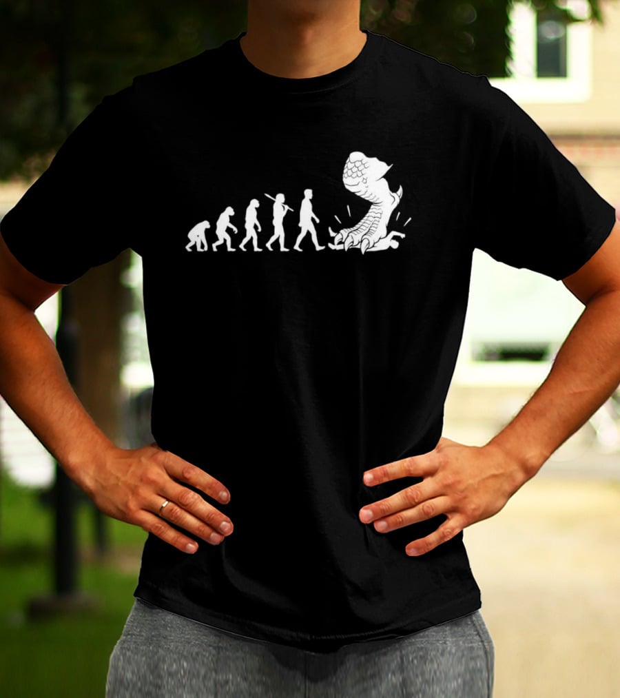 Evolution Mankind Ends With Dragon Foot Meme T-Shirt