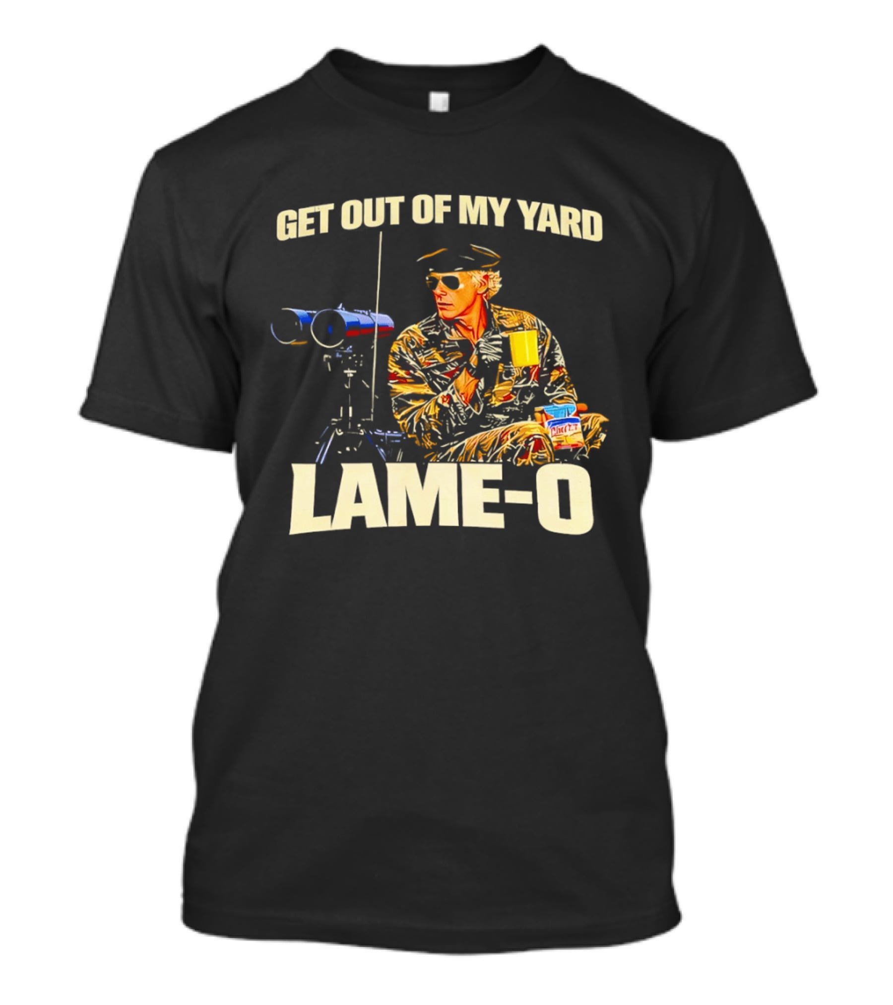 Get Out Of My Yard Lame O Funny Snacking Recliner Vibes T-Shirt